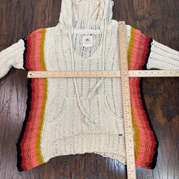Rip Curl Sweater XS Ivory Hooded Baja Stripe Pullover Relaxed Fit Women's - Picture 7 of 11